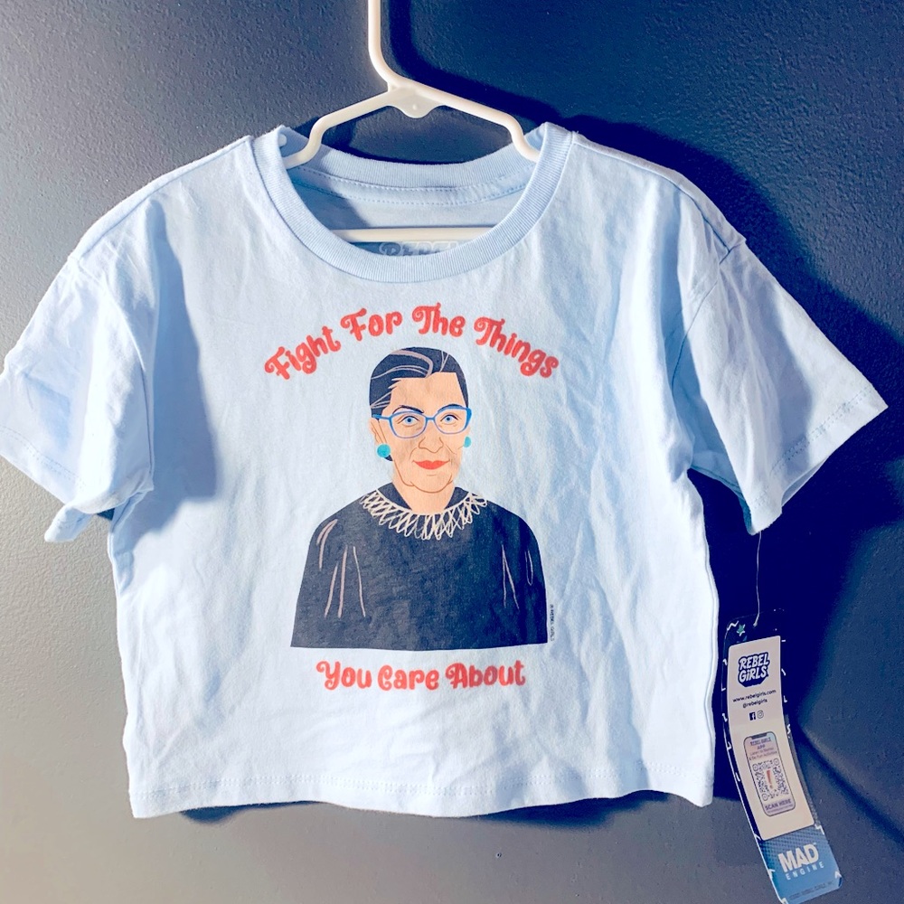 Rebel Girls RBG Short Sleeve Cropped Graphic T-Shirt XS 4/5 NWT - Picture 4 of 5